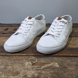 Frye Gia Low Lace Contemporary White Peppled Leather Casual Preppy Sneakers 8.5m